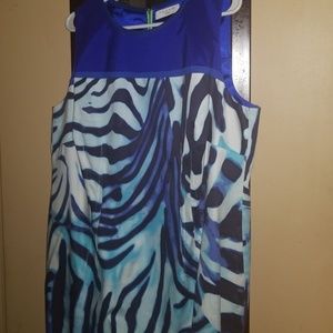 Tahari blue print dress